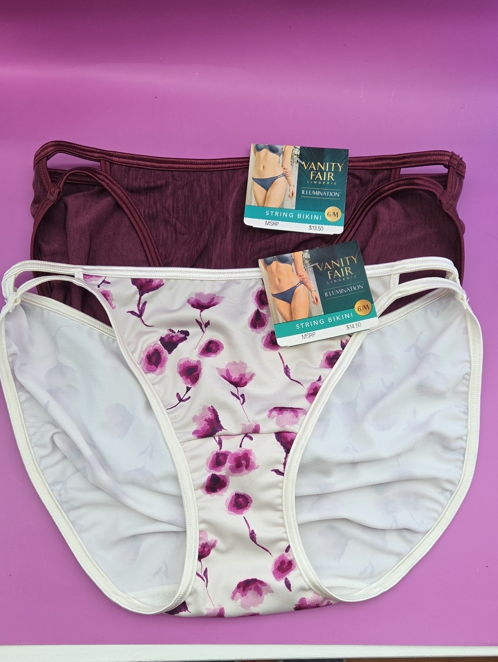 Vanity Fair Illumination String Bikini Panties -set Of 2 Size 6M